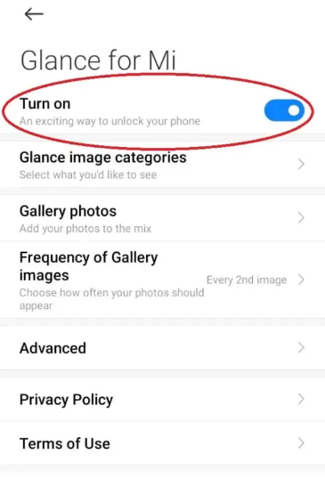 Step 4 of how to remove Glance from lock screen in Mi